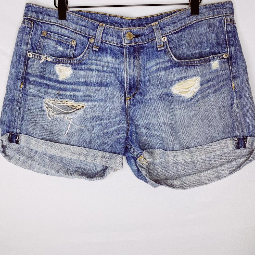 rag & bone Blue Distressed Jean Shorts